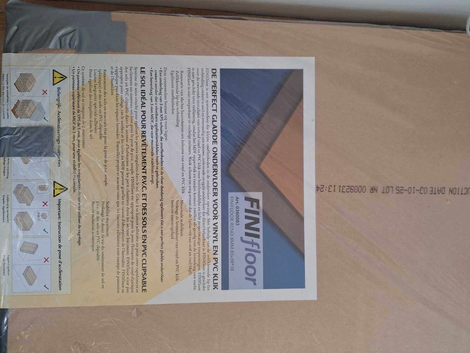 FINIfloor ondervloer voor vinyl en klik PVC (8,5m²), Ophalen, Overige materialen, 30 cm of meer, 50 tot 150 cm