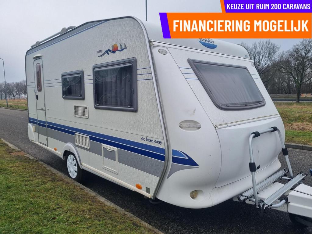 Hobby DE LUXE EASY 440 VOORTENT + DWARSBED + FIETSENDRAGER, Caravans en Kamperen, Hordeur, Hobby, Bedrijf, 6 tot 7 meter