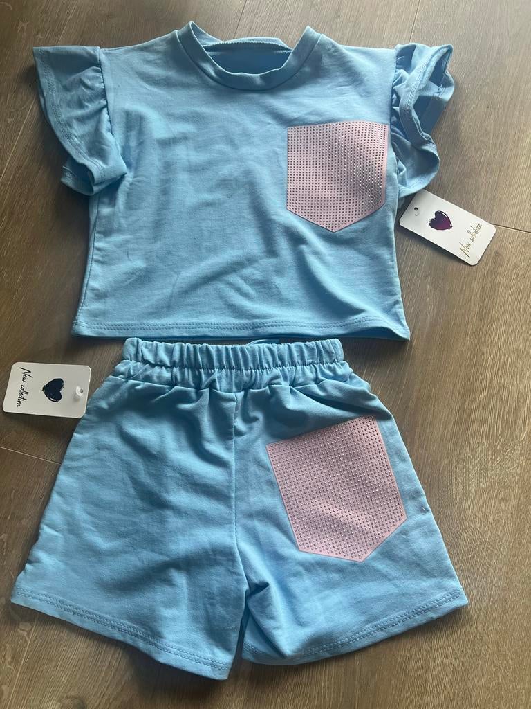 Schattige setje met glitter zakjes, Kinderen en Baby's, Kinderkleding | Maat 104, Ophalen of Verzenden, Nieuw, Meisje, Setje
