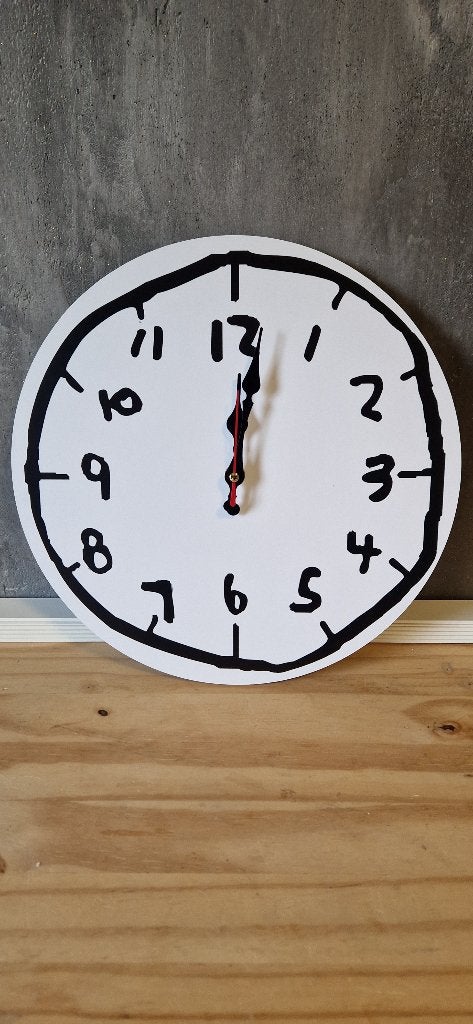 Wandklok in cartoonstyle, Wandklok, Wit, Stil uurwerk, Analoog