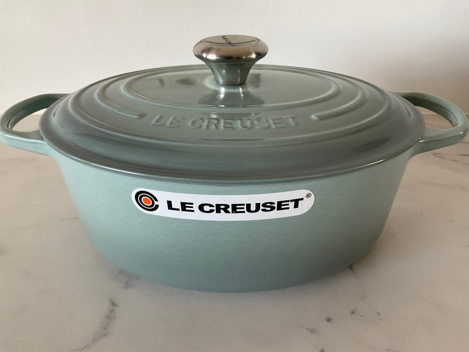 Le Creuset 29 cm ovale pan, sea salt, 4,7 lt, nieuw, Huis en Inrichting, Keuken | Potten en Pannen, Nieuw, Le Creuset, Ophalen of Verzenden