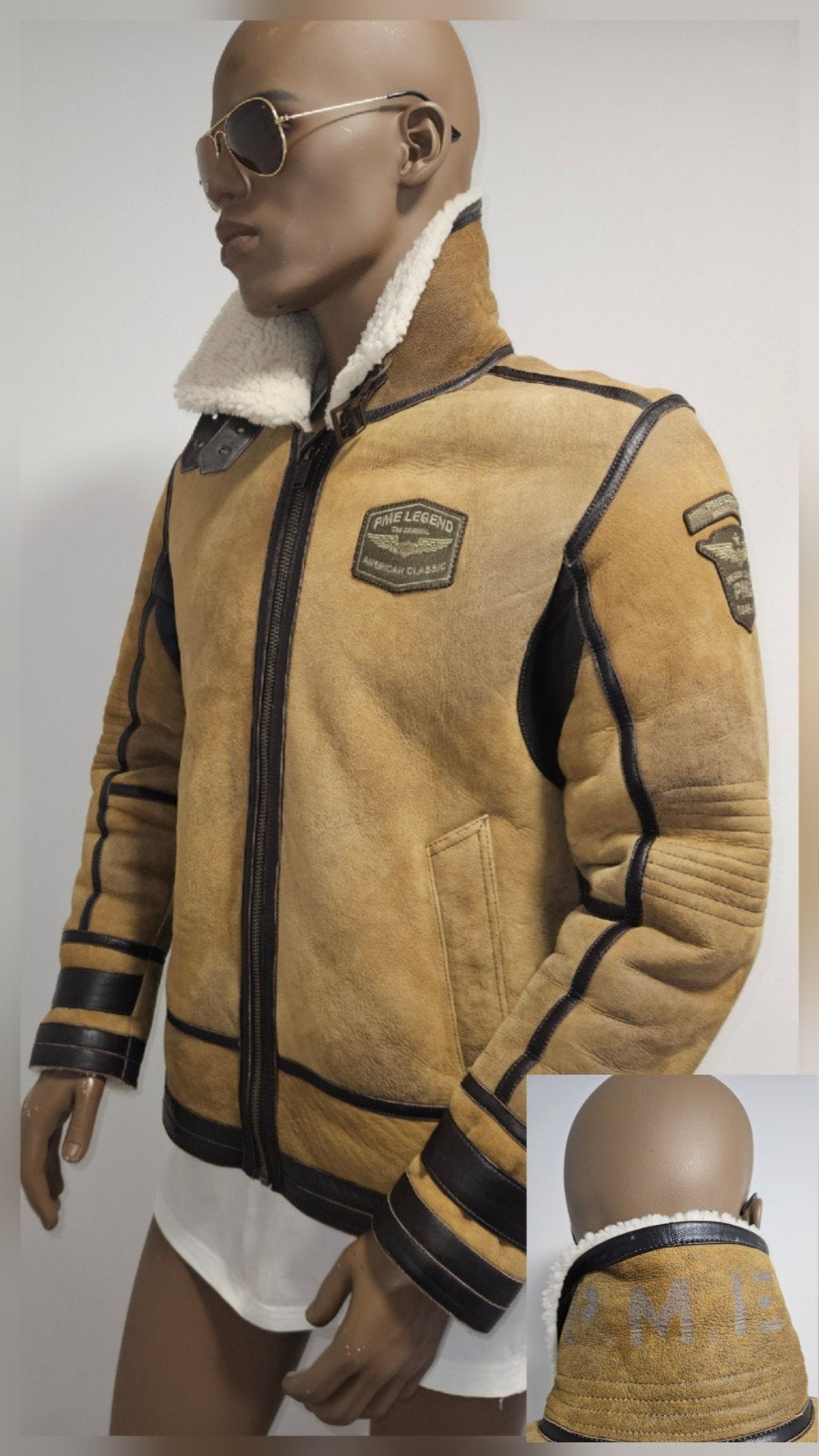 PME Legend prachtige sheep skin leren lammycoat jas (M)