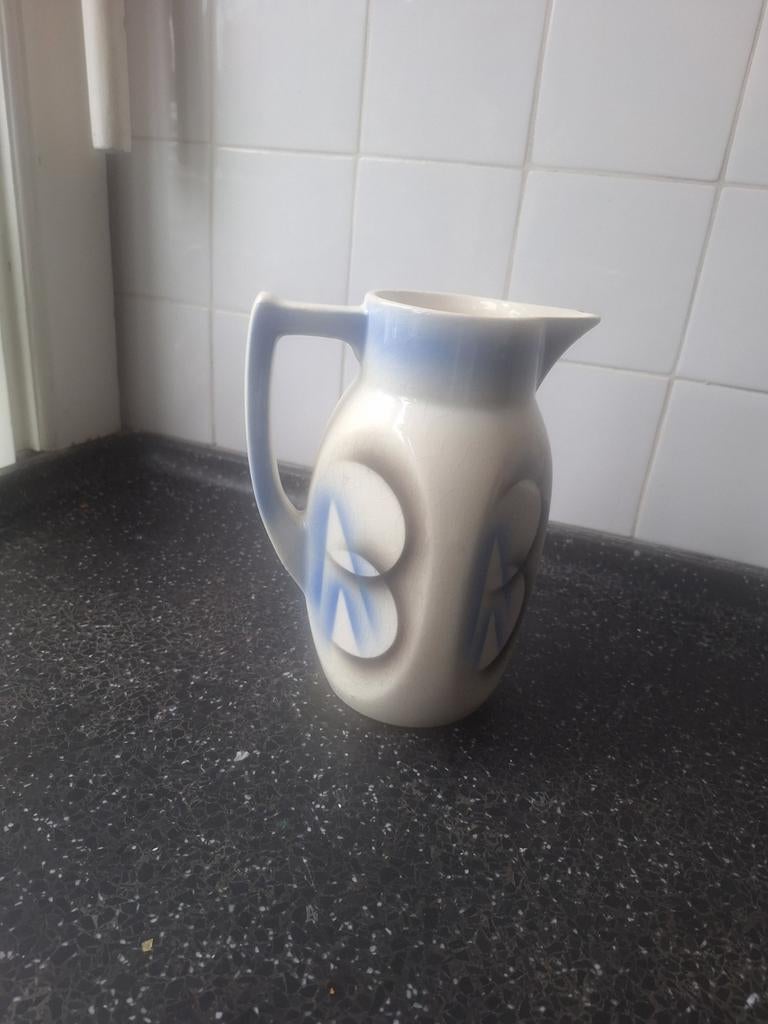 Art Deco Kan met Blauw Patroon, Ophalen of Verzenden