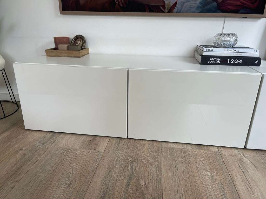 2 Ikea Besta frontjes/deurtjes | hoogglans wit | 60x38cm, Ophalen, Gebruikt