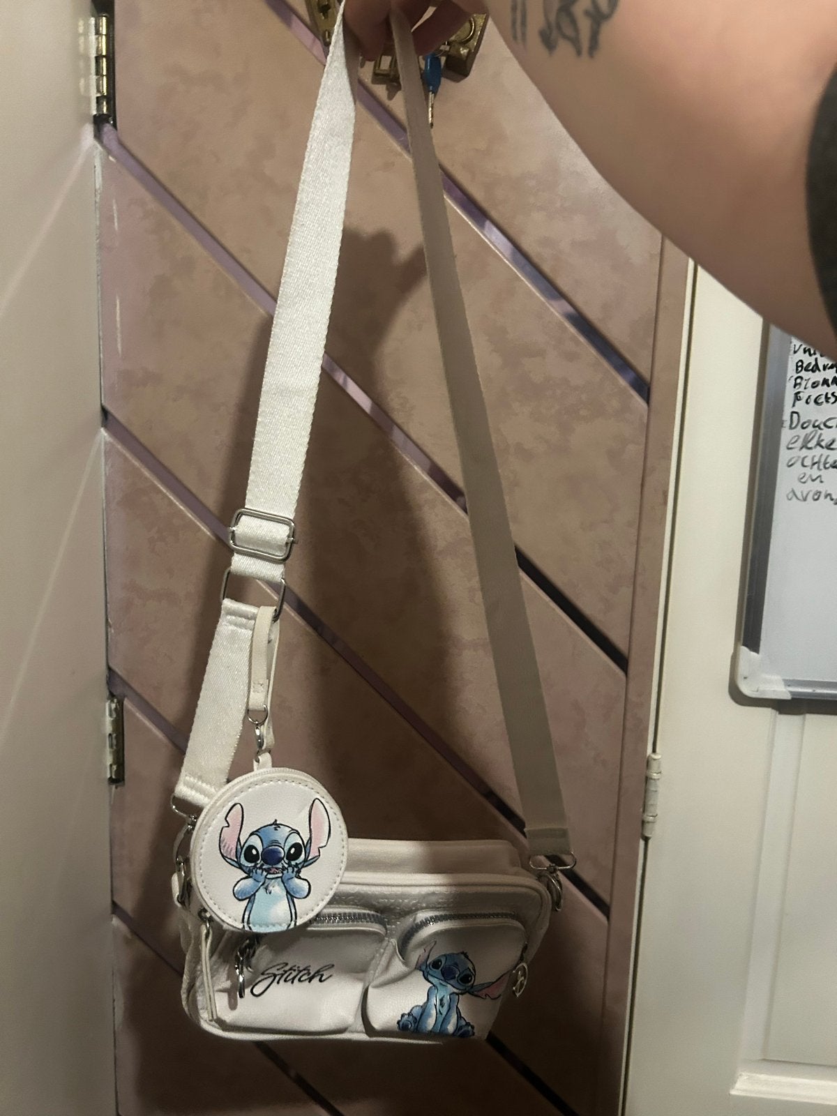 Stitch Schoudertasje met Kleine Portemonnee, Ophalen, Gebruikt, Wit, Overige merken