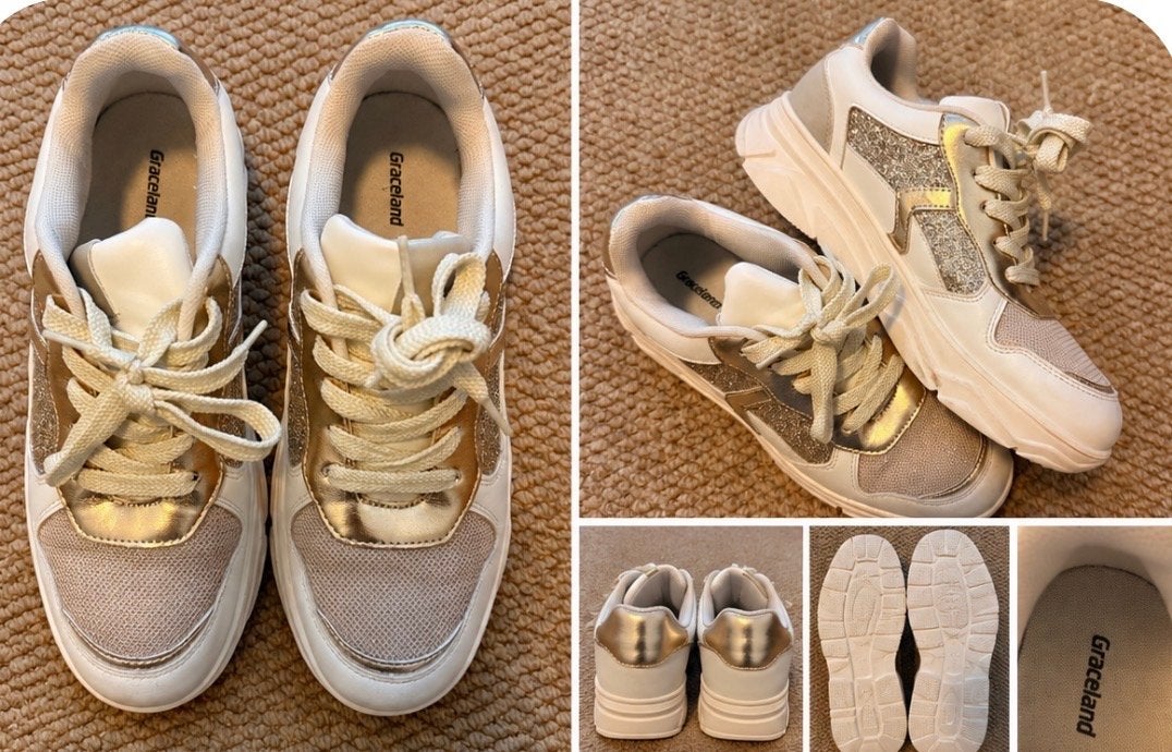Graceland Gym / Sneakers – Maat 36 – Nieuw – Goud -Glitter, Ophalen of Verzenden, Zo goed als nieuw, Wit, Sneakers of Gympen
