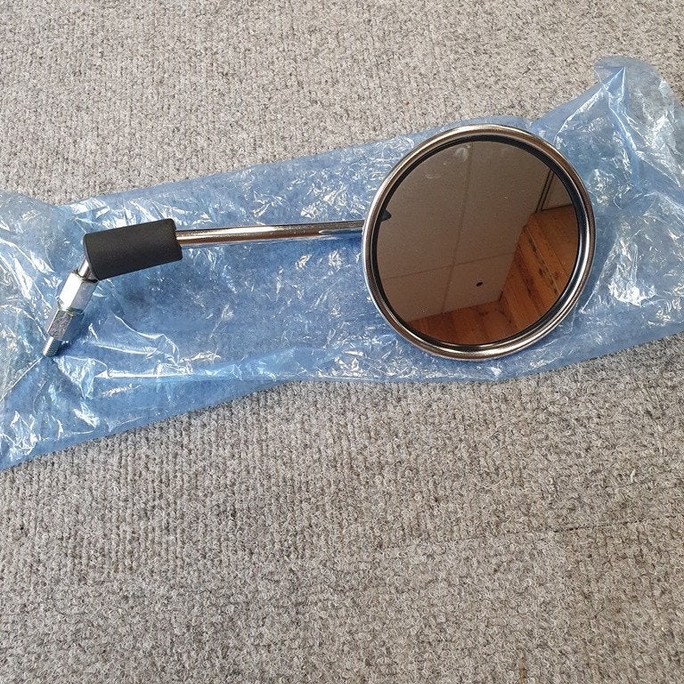 NIEUW Rechter spiegel universeel Kort model rond chroom, Fietsen en Brommers, Brommeronderdelen | Scooters, Nieuw, Overige merken