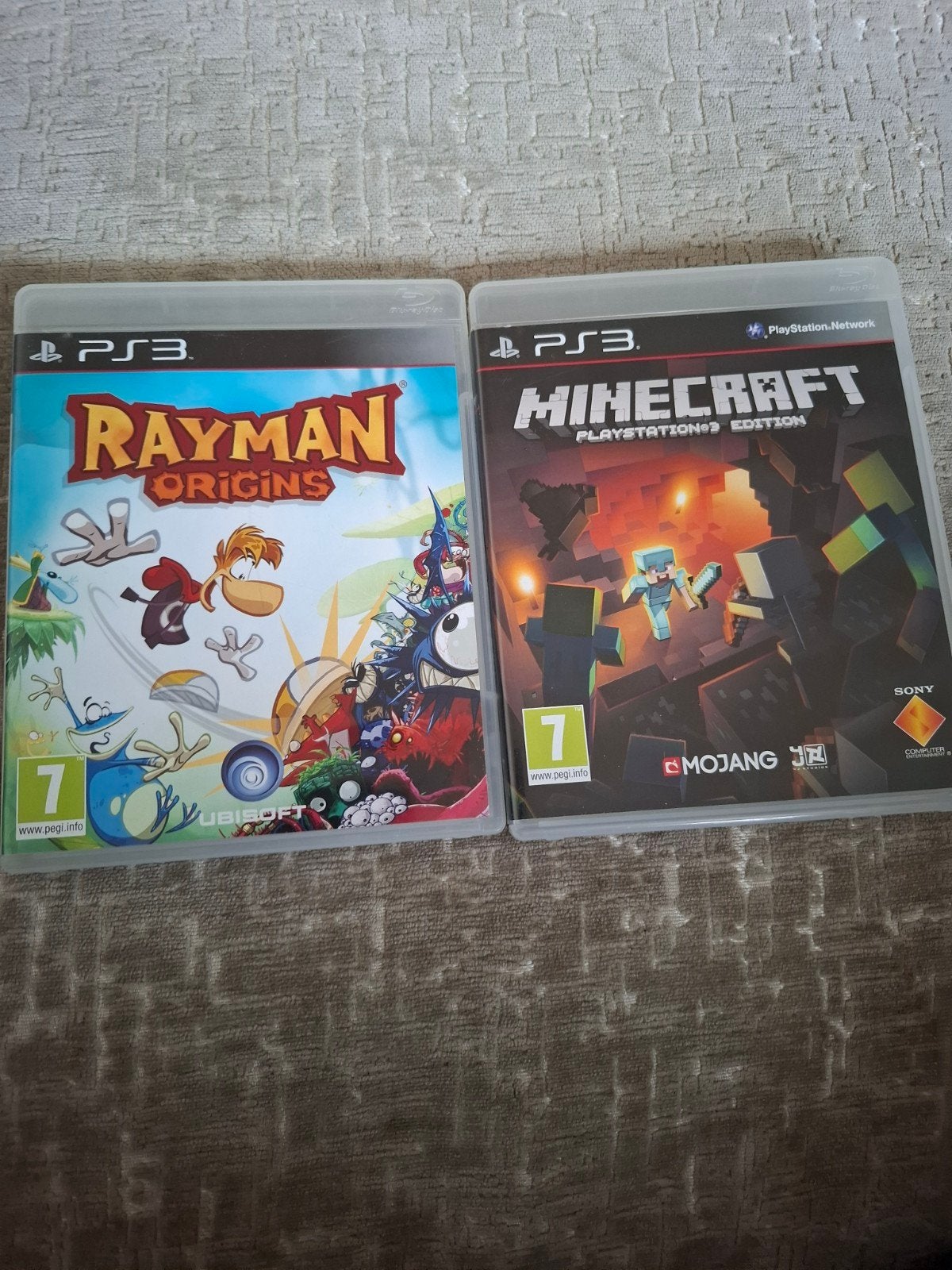 PS3 Games: Minecraft & Rayman Origins, 3 spelers of meer, Ophalen, Zo goed als nieuw, Vanaf 7 jaar