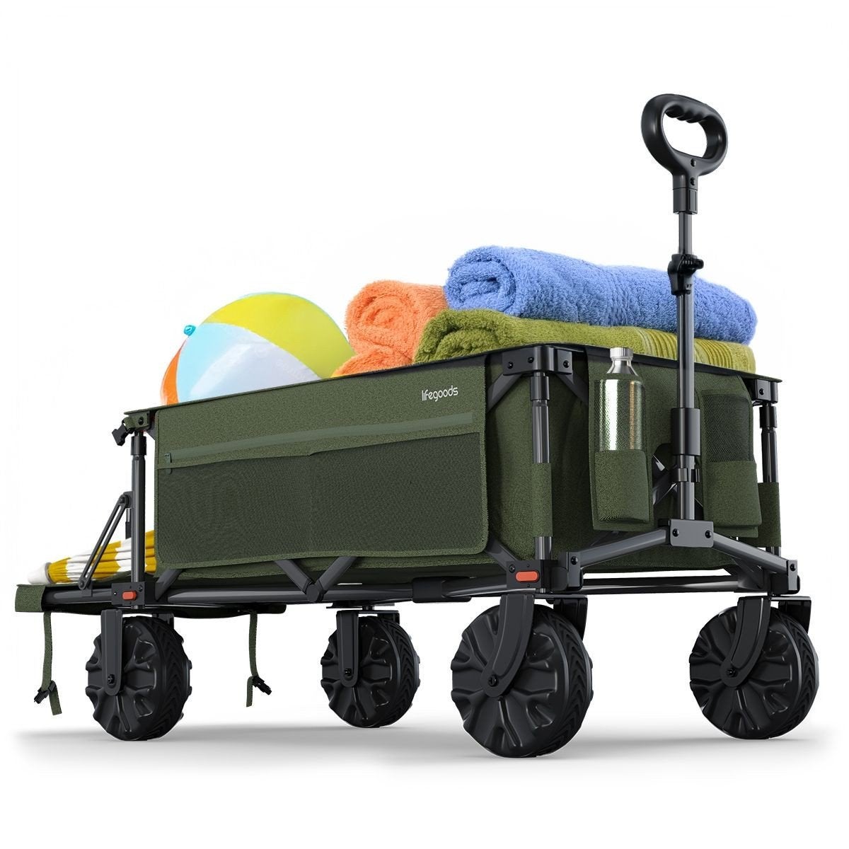 Lifegoods Bolderkar 130kg 200L Uitklapbaar Groen Nieuw, Caravans en Kamperen, Bolderkarren, Ophalen of Verzenden, Opvouwbaar, Nieuw