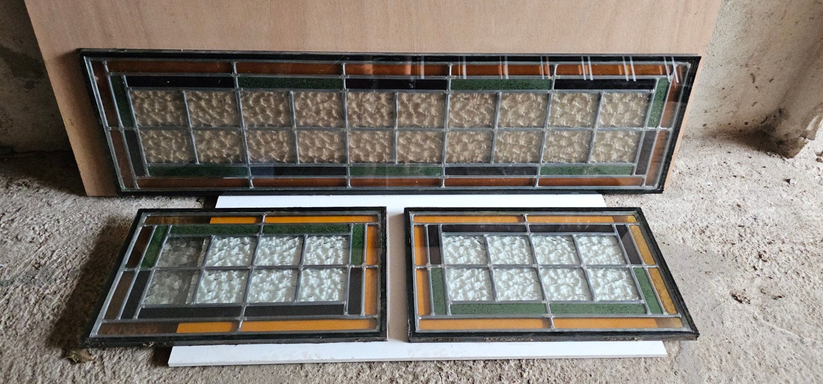Set van 3 glas in lood ramen met dubbelglas, Doe-het-zelf en Verbouw, Glas en Ramen, Ophalen, Gevelraam of Ruit, Gebruikt, Minder dan 80 cm