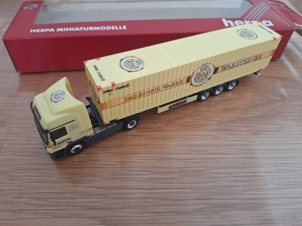 Mercedes-Benz Actros L 45ft Highcubecontainer warsteiner, Ophalen, Zo goed als nieuw, Bus of Vrachtwagen, Herpa