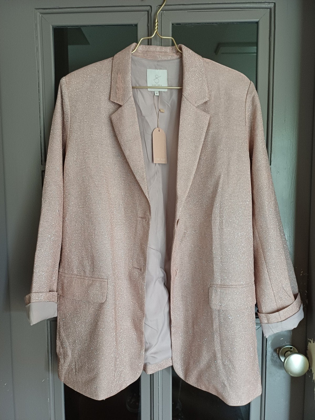 Prachtige roze glitter blazer van Eight Paris, maat M, Kleding | Dames, Jasjes, Kostuums en Pakken, Zo goed als nieuw, Jasje, Roze