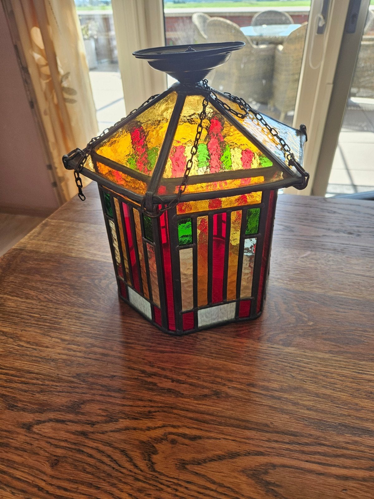 Art Deco Glas-in-lood Hanglamp - Amsterdamse School stijl, Ophalen of Verzenden
