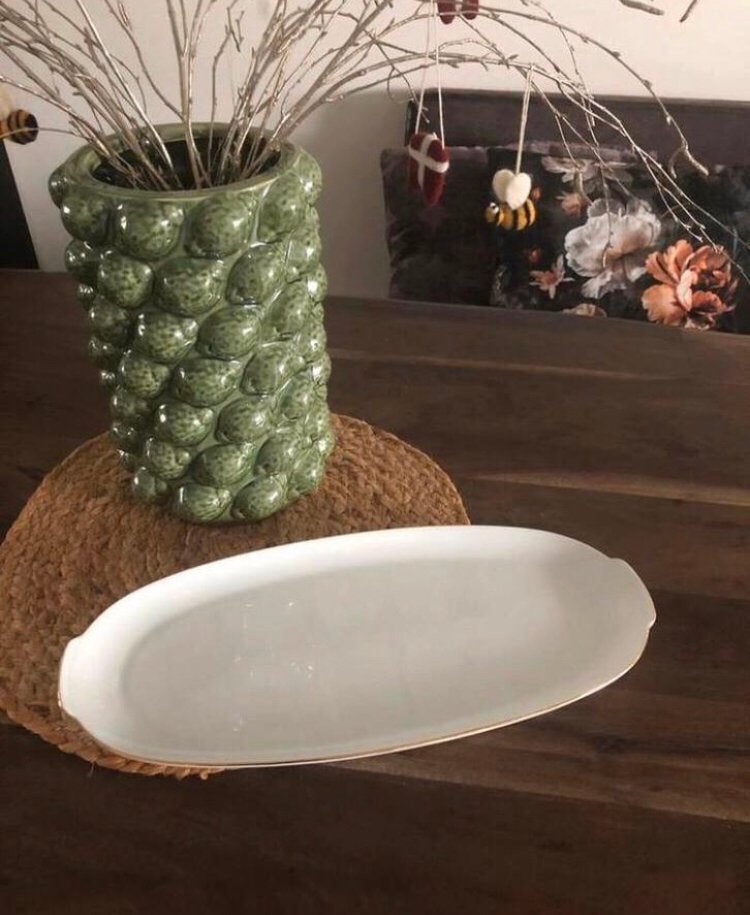💝 Vintage THOMAS MEDAILLON cakeschaal wit goud, Overige merken, Ophalen of Verzenden, Modern, Porselein