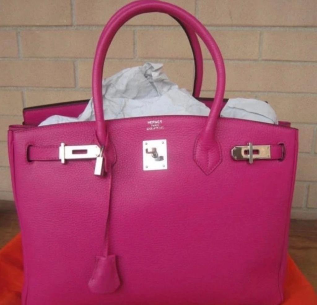 Hermes Birkin 35 Rosy Palladium Stamp N 2010 Vintage, Ophalen of Verzenden, Zo goed als nieuw, Zilver, Overige merken