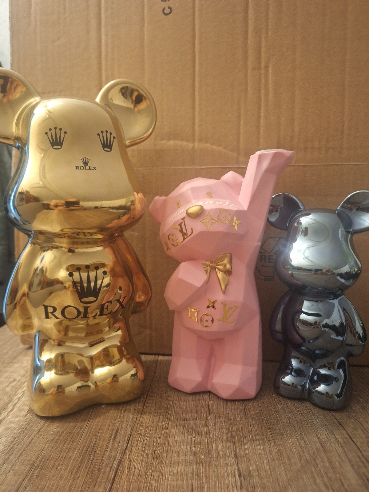 Set van 3 Be@rbrick figuren: Goud, Roze, Zilver, Antiek en Kunst, Kunst | Designobjecten, Goud, Ophalen of Verzenden, Set, Pop/figuur