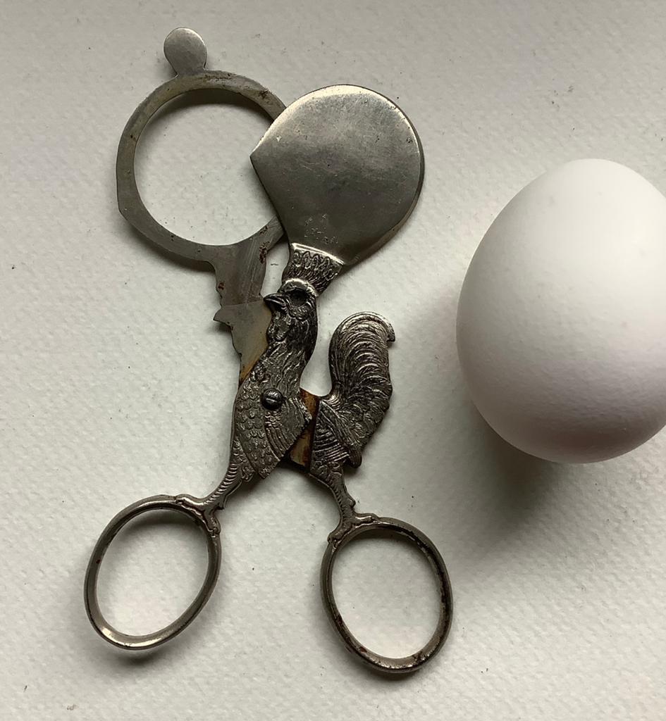 Antieke oude eier-snijder 14,5 cm eierschaalschaar, Ophalen of Verzenden