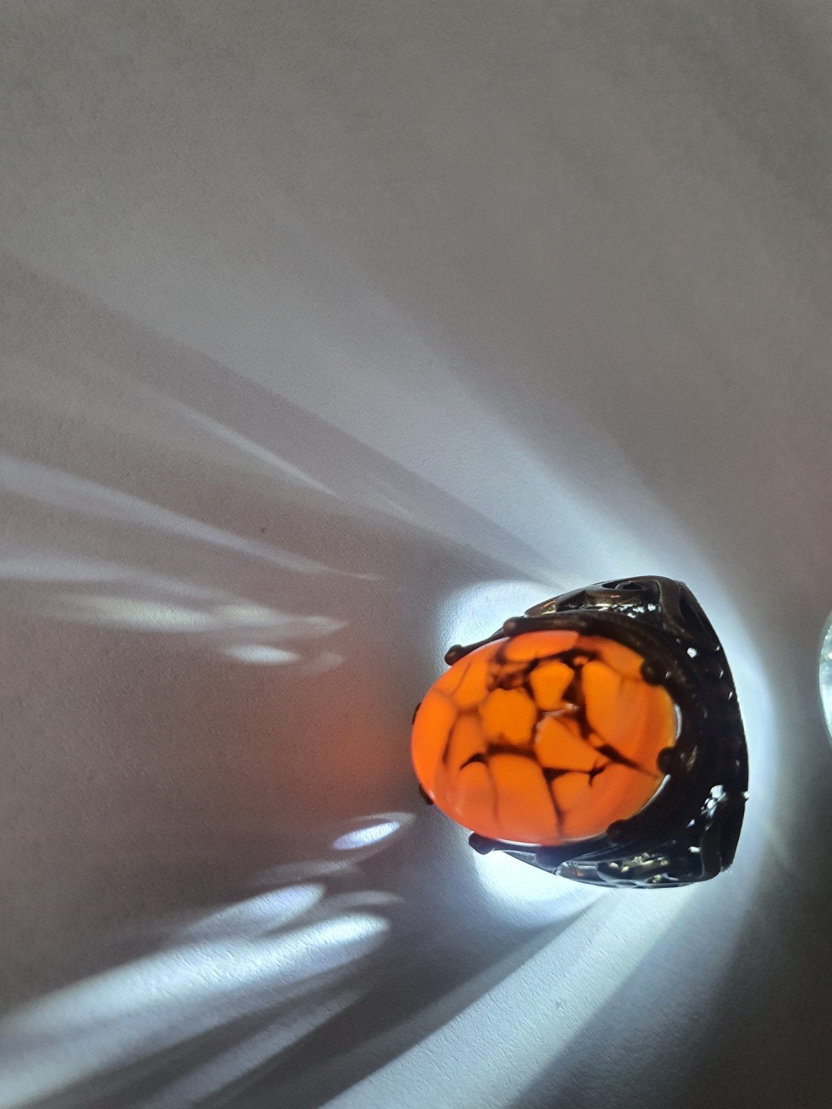 Vintage Zilveren Ring 925 met brown Steen, Sieraden, Tassen en Uiterlijk, Ringen, Gebruikt, Oranje, Ophalen of Verzenden, Dame of Heer