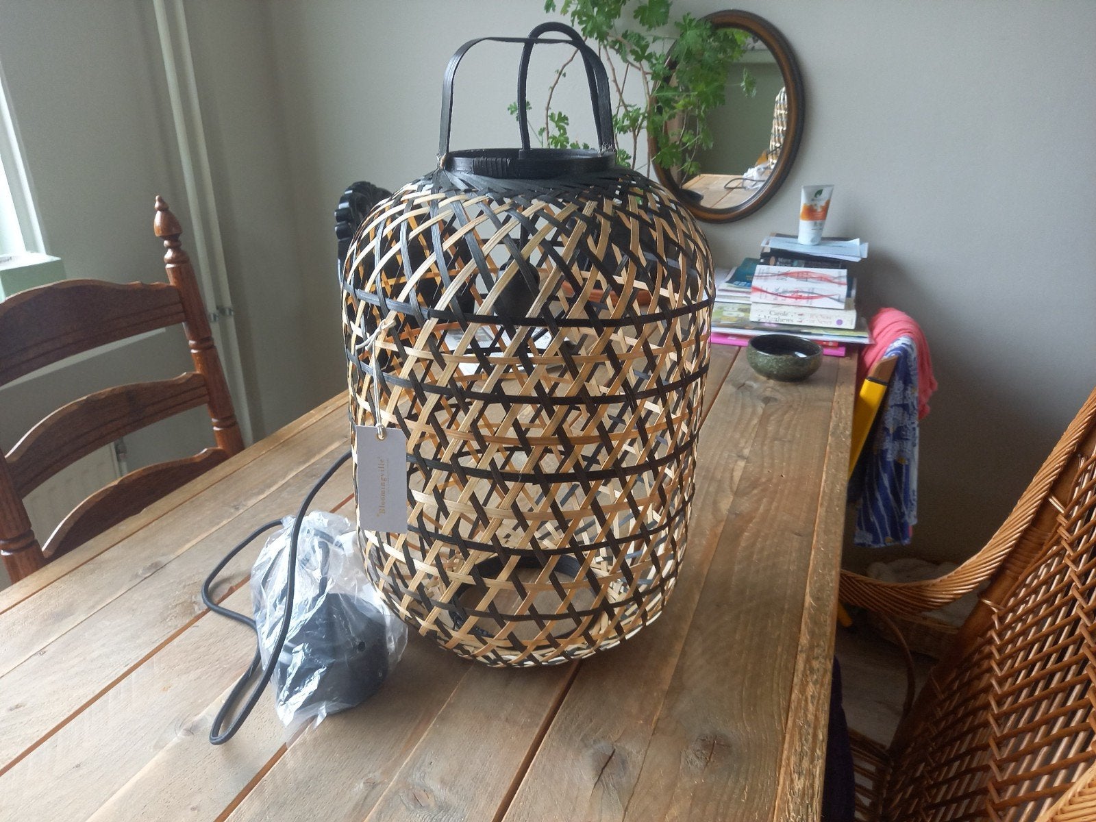 Bloomingville Bamboe Hanglamp - Nieuw, Huis en Inrichting, Ophalen, Nieuw, Bohemian, Scandinavisch, Modern, 25 tot 50 cm