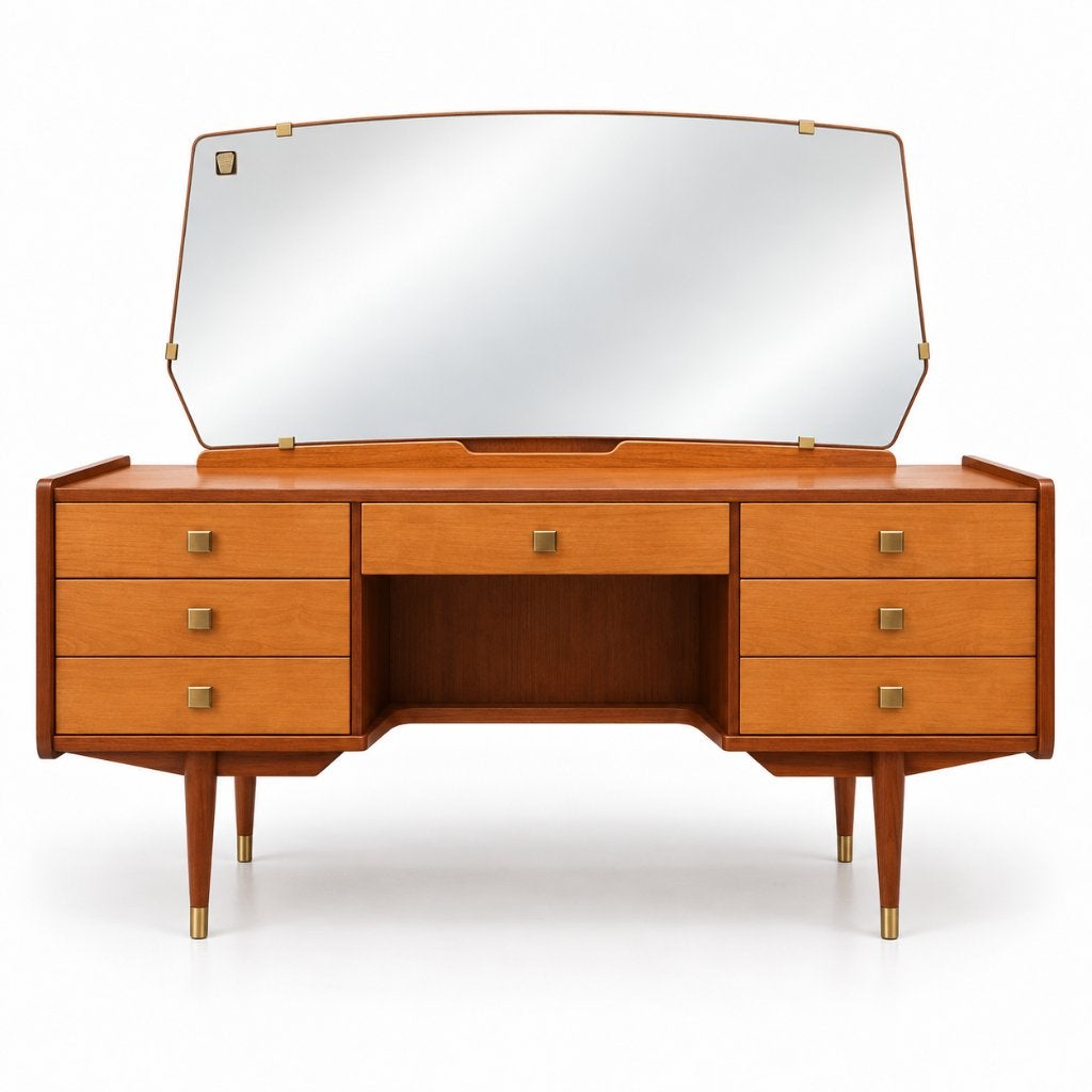 Vintage design kaptafel spiegel jaren '60 '70 dressoir, Ophalen of Verzenden, Gebruikt, 50 tot 100 cm, Minder dan 100 cm