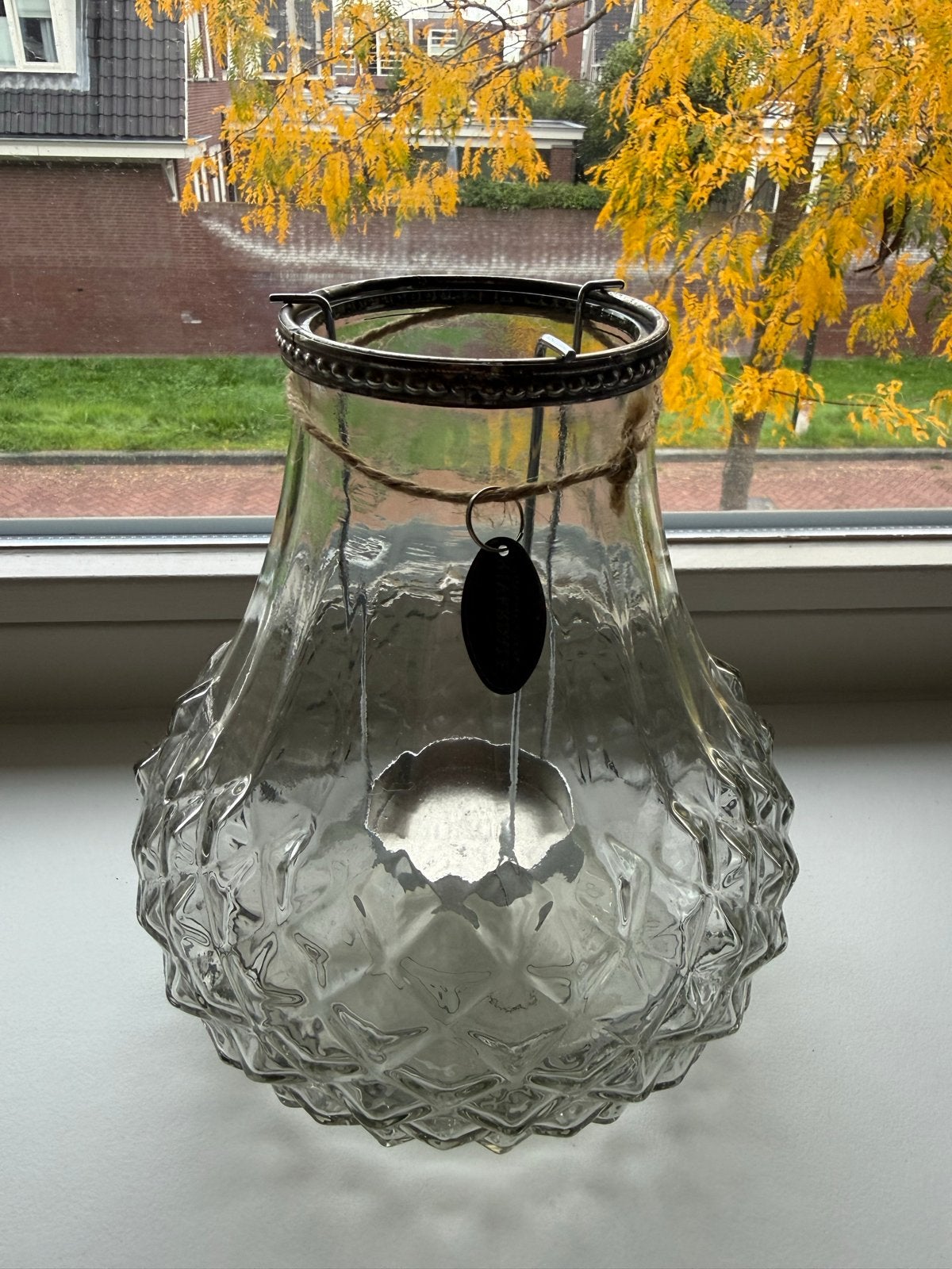 Riverdale Windlicht Glas, Gebruikt, Ophalen of Verzenden, Glas, Zilver