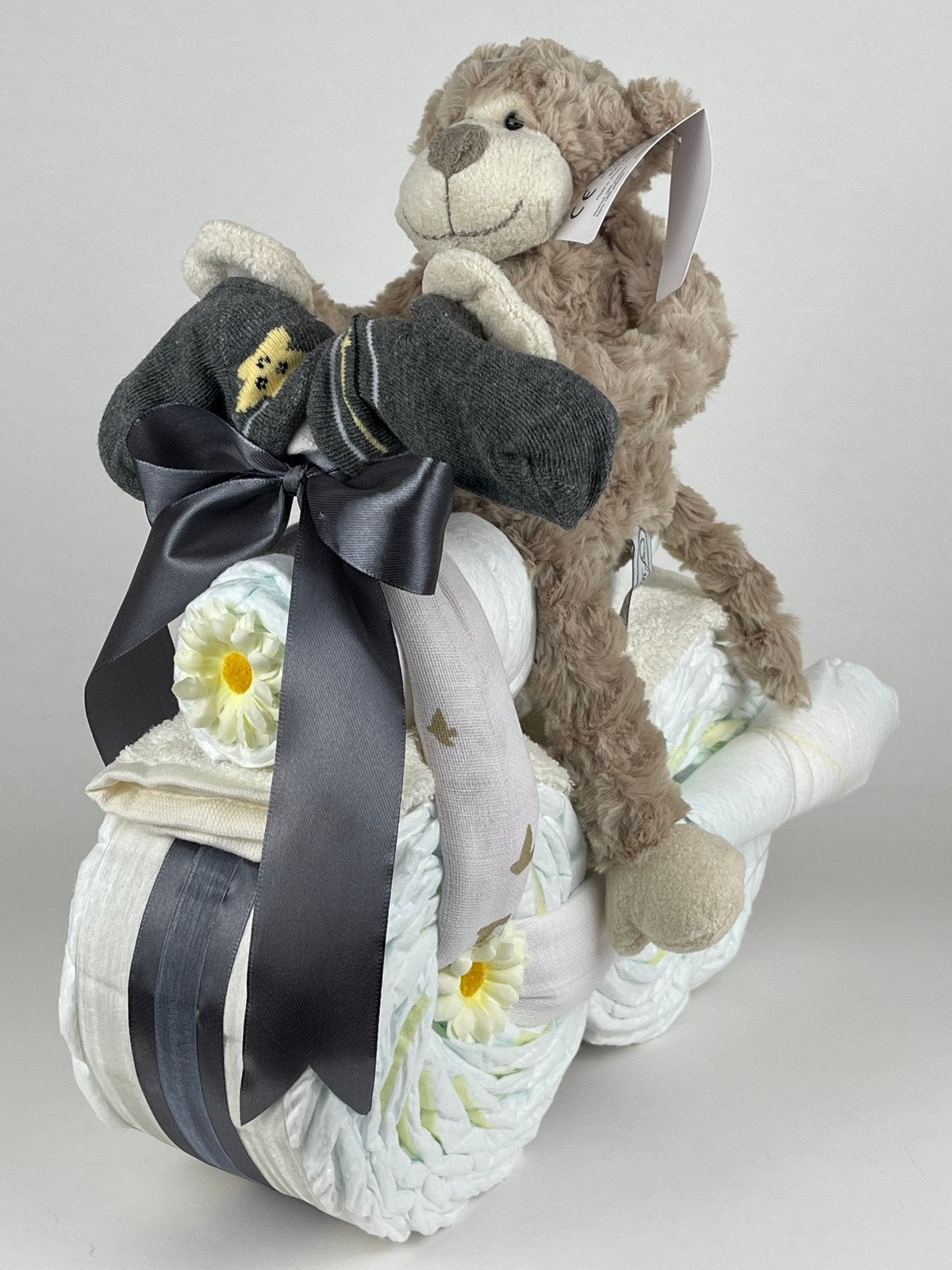 Luiertaart Motor met Knuffel Aap Bruin - Kraamcadeau, Ophalen of Verzenden, Nieuw, Kraamcadeau