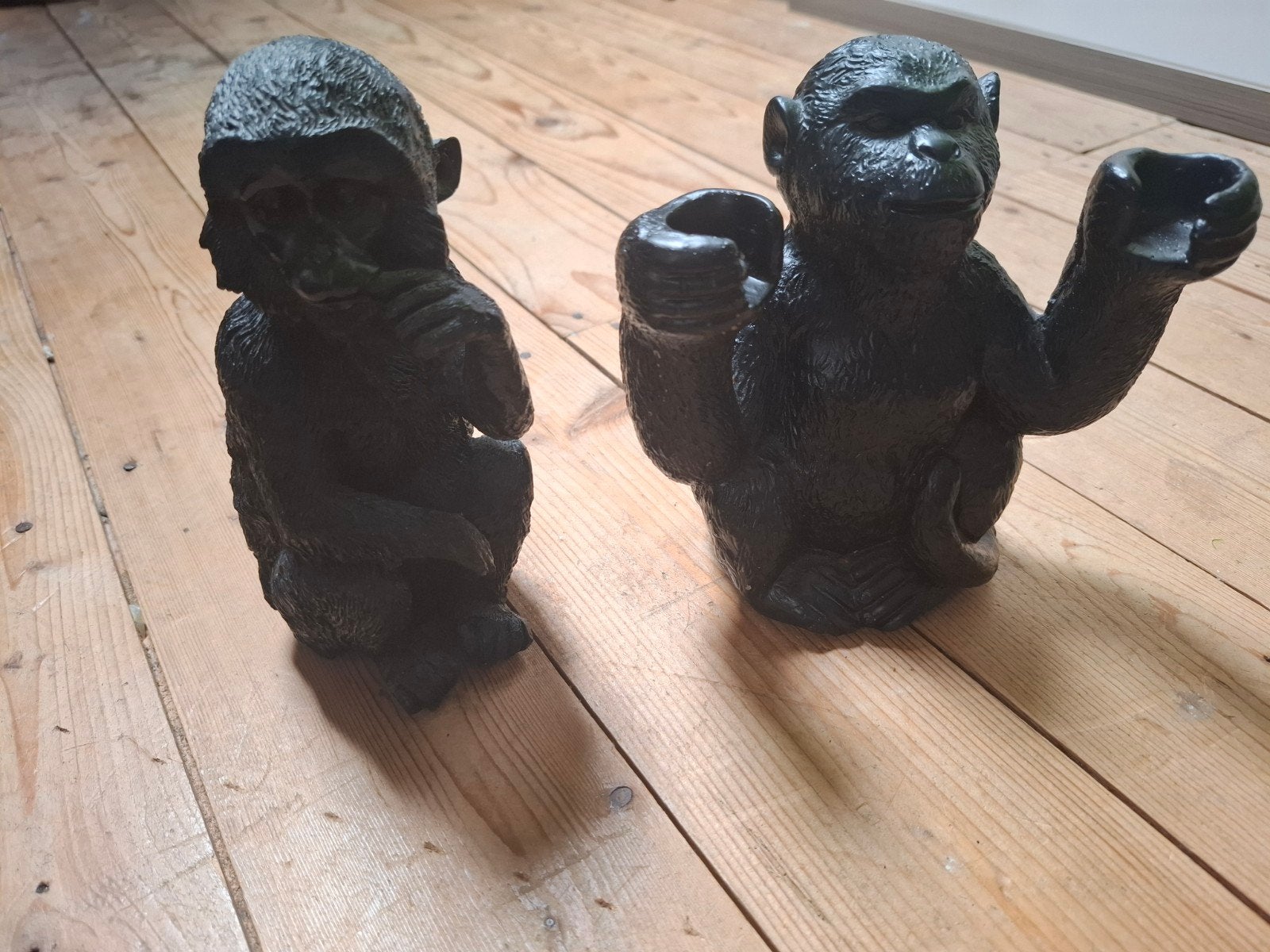 Decoratieve apen beeldjes - set van 2, Huis en Inrichting, Ophalen, Zo goed als nieuw, Zwart, Steen/keramiek