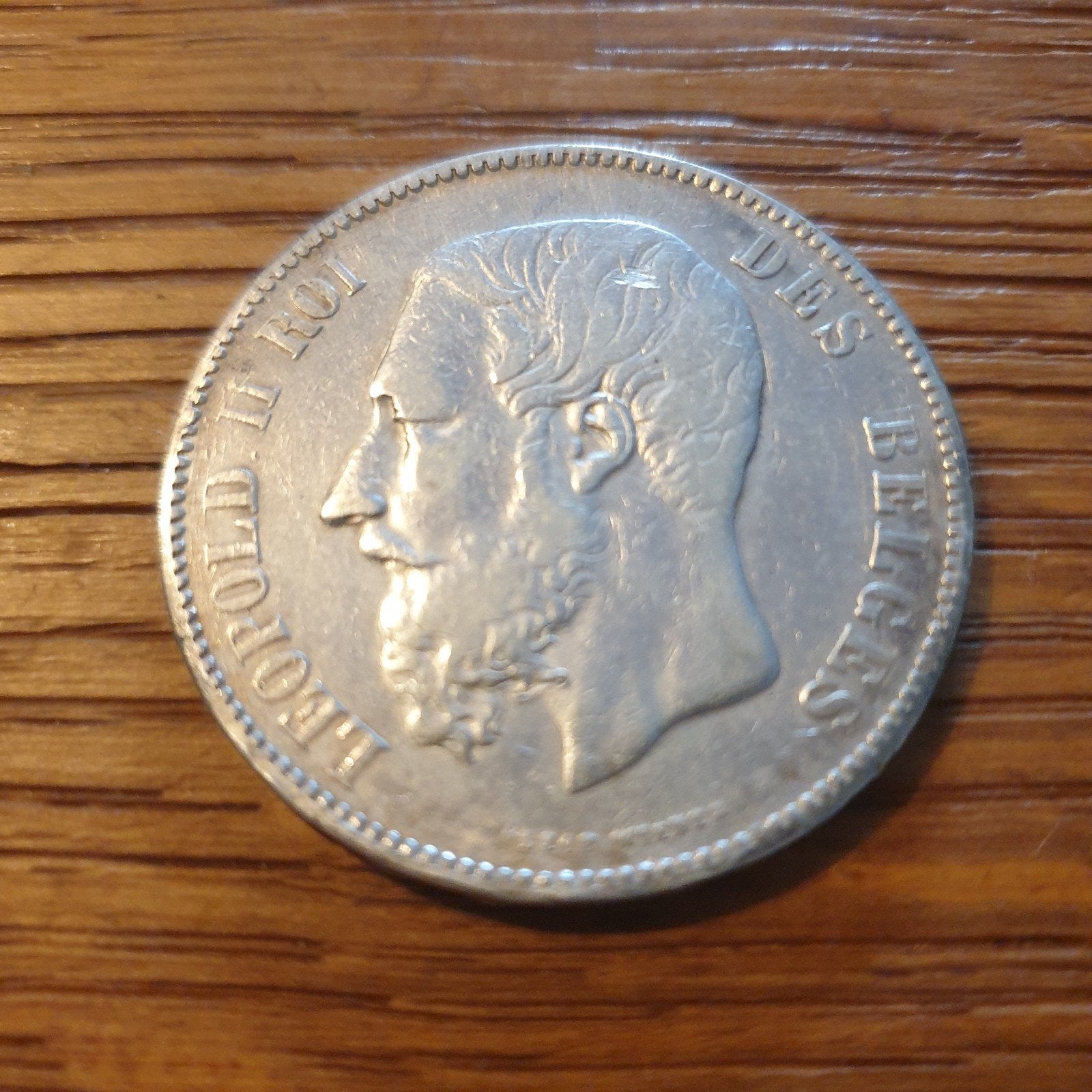 Belgische 5 Frank munt Leopold II 1876 Zilver, Postzegels en Munten, Zilver, Ophalen of Verzenden, Losse munt, Zilver