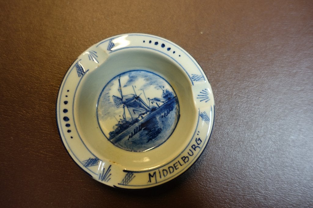 kleine delfts blauwe asbak 163 handgeschilderd middelburg, Ophalen of Verzenden