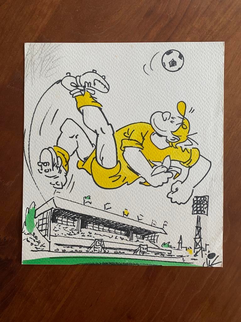 Originele Apppie Happie illustratie  met Omhaal en Stadion, Antiek en Kunst, Ophalen of Verzenden
