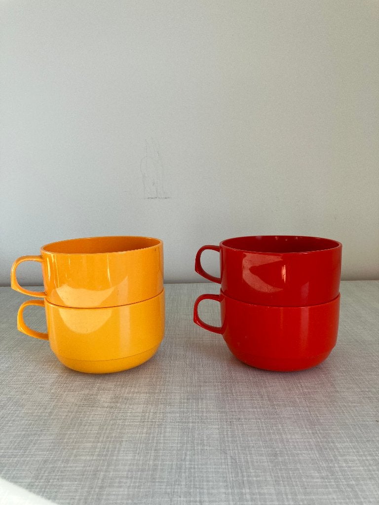 Mepal set van 4 vintage soepkommen, Kunststof, Gebruikt, Mepal, Vintage