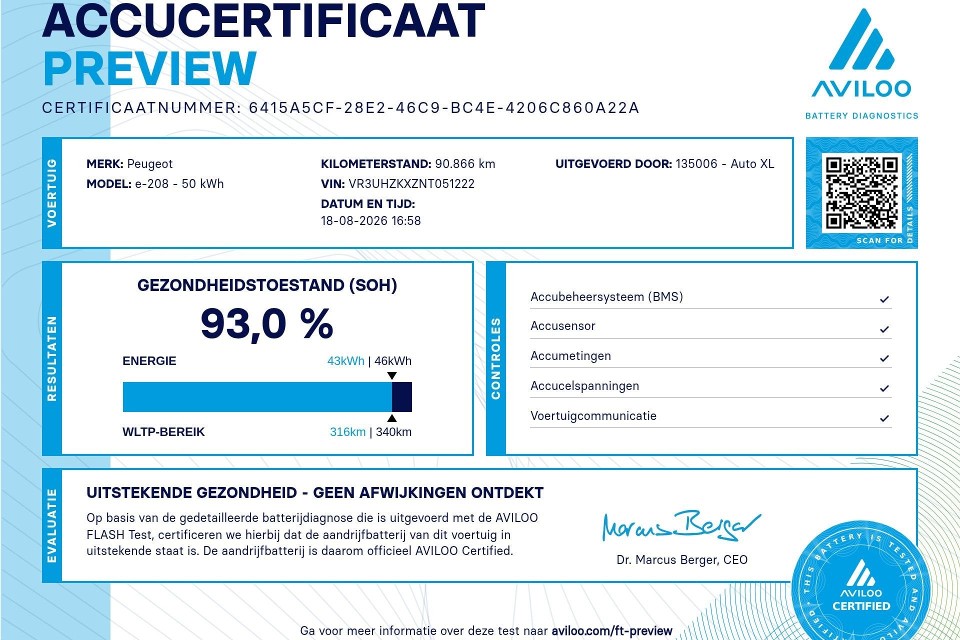 Peugeot e-208 EV Allure 50 kWh (93%SOH) Half-Leder Camera Cl, Auto's, Dealer onderhouden, 136 pk, Gebruikt, Zwart