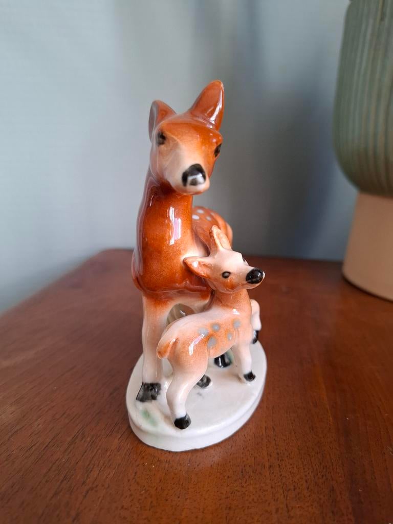 Vintage beeldje met Hertjes, Ophalen of Verzenden, Zo goed als nieuw, Dier