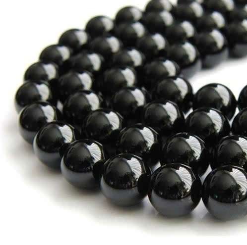 Streng zwarte Obsidiaan natuursteen kralen 8 mm, Ophalen of Verzenden, Nieuw, Kraal