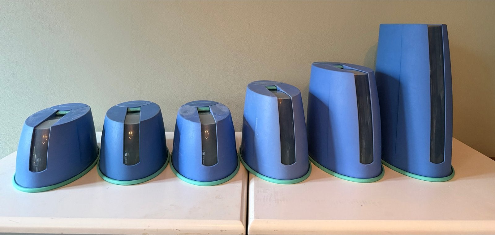 6 Tupperware bewaardozen, Gebruikt, Bewaardoos, Blauw, Luchtdicht
