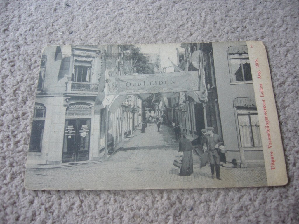 OUD LEIDEN  =  BRIEFKAART - VREEMDELINGENVERKEER, Ophalen of Verzenden, 1920 tot 1940, Gelopen, Zuid-Holland