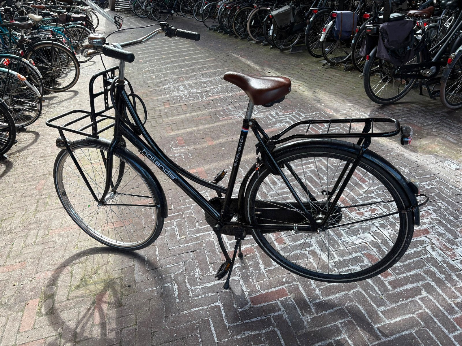 Stationsfiets / damesfiets met rek en ringslot., Fietsen en Brommers, Fietsen | Dames | Omafietsen, Ophalen, Terugtraprem, Gebruikt