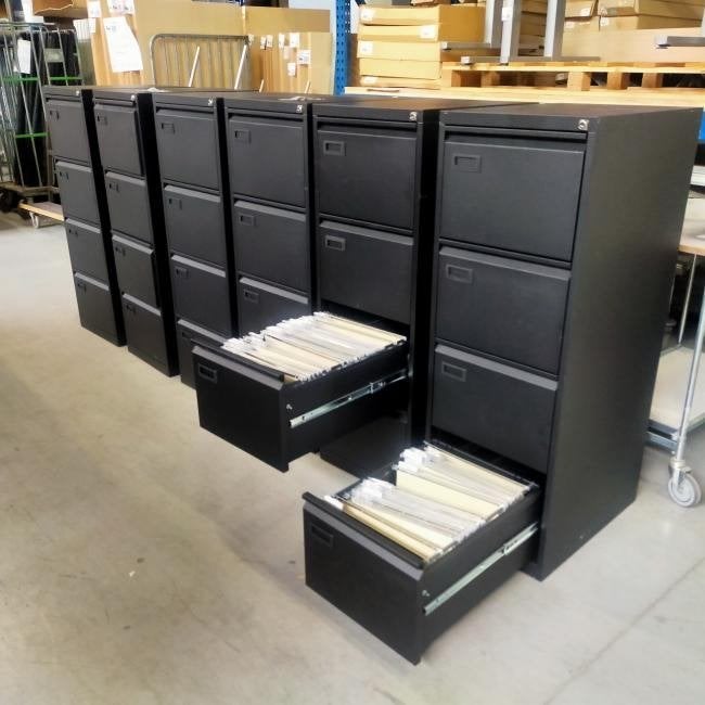 Diverse hoge metalen stalen ladekasten met hangmappenlade, 5 laden of meer, Ophalen, Gebruikt, 25 tot 50 cm