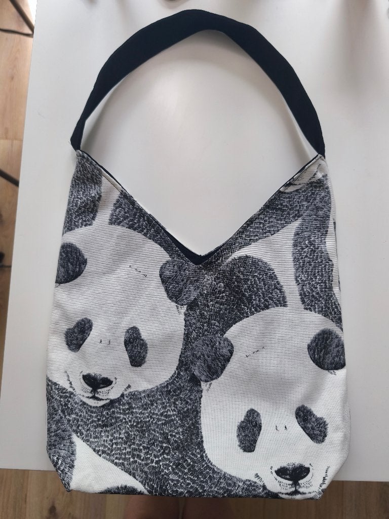 Handmade Graphic Panda Hobo Bag, Verzenden, Nieuw, Zwart, Schoudertasje