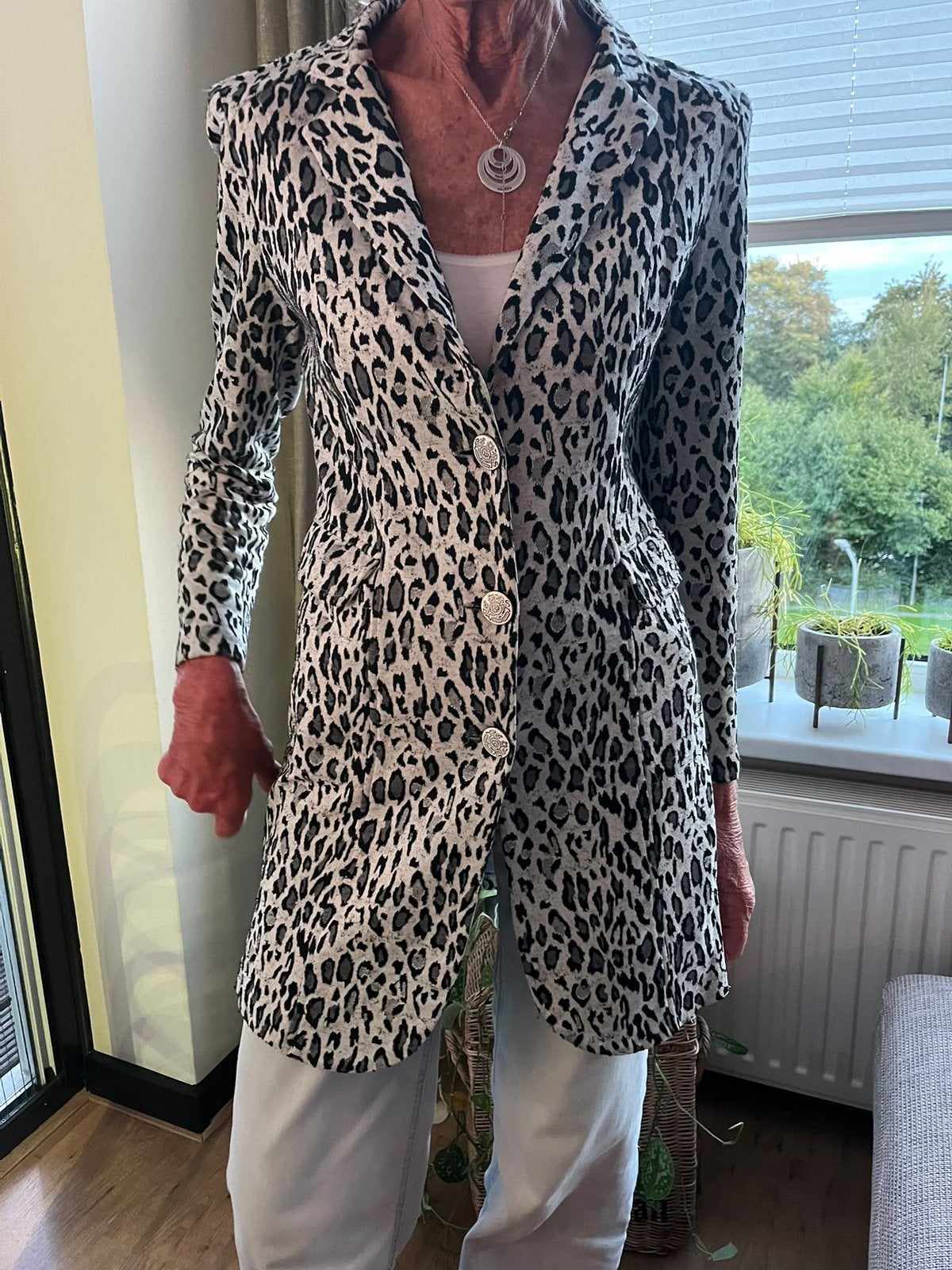 Helena Hart Leopard Print Blazer Maat S, Ophalen of Verzenden, Zo goed als nieuw, Maat 36 (S), Grijs