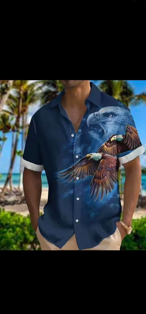 Overhemd met arenden, Kleding | Heren, Overhemden, Nieuw, Blauw, Ophalen of Verzenden