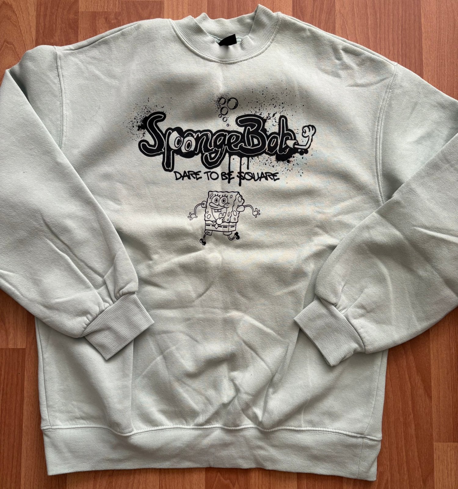 Mintgroene sweater Spongebob “dare to be square”, mt XS, H&M, Ophalen of Verzenden, Zo goed als nieuw, Maat 34 (XS) of kleiner