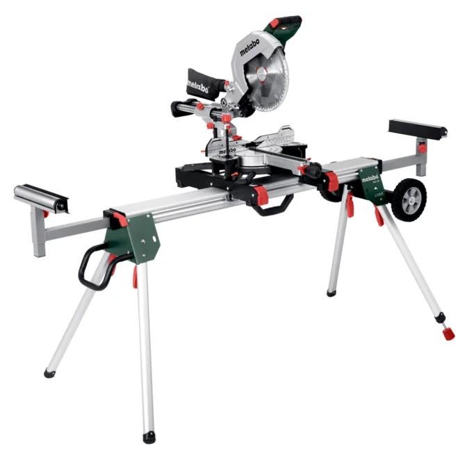 Metabo KGS 254 M Afkortzaag met 2 onderstellen, 3 zaagbladen, 70 mm of meer, Ophalen of Verzenden, Zo goed als nieuw, Afkortzaag