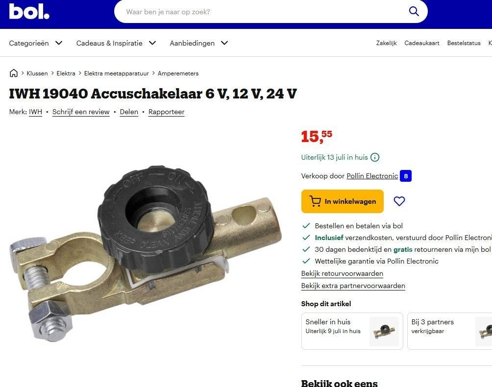 Snel de accu stroomloos maken voor stalling? IDEAAL!, Caravans en Kamperen, Ophalen of Verzenden