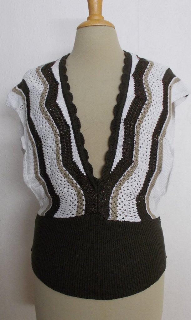 Apart knitwear bruin/wit top/truitje! L, Maat 38/40 (M), Bruin, Verzenden, Zo goed als nieuw