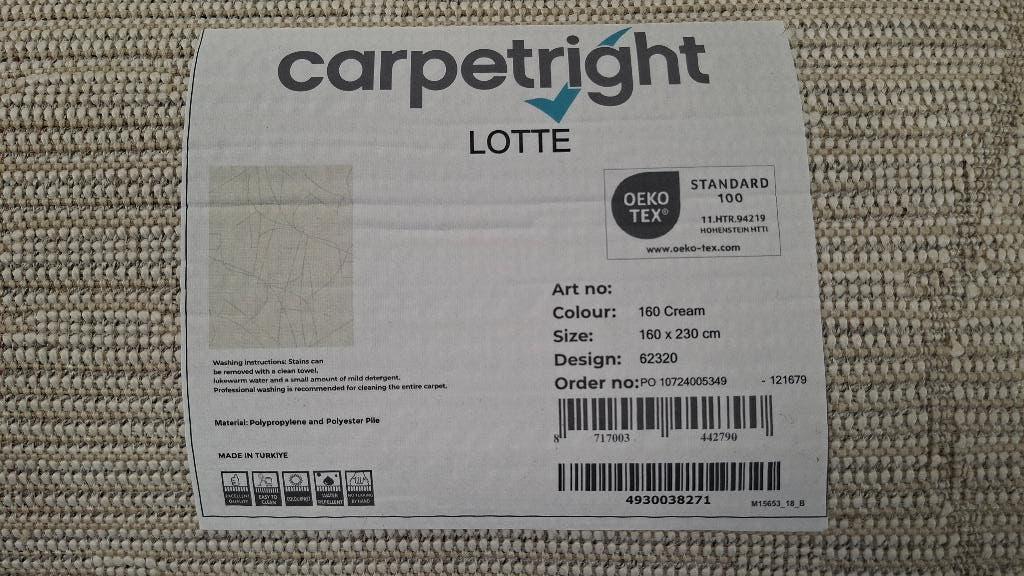 NIEUW! Mooi Carpetright LOTTE TAPIJT Vloerkleed. 160x230cm, Huis en Inrichting, Stoffering | Vloerbedekking, Ophalen, /, Wit, Zo goed als nieuw