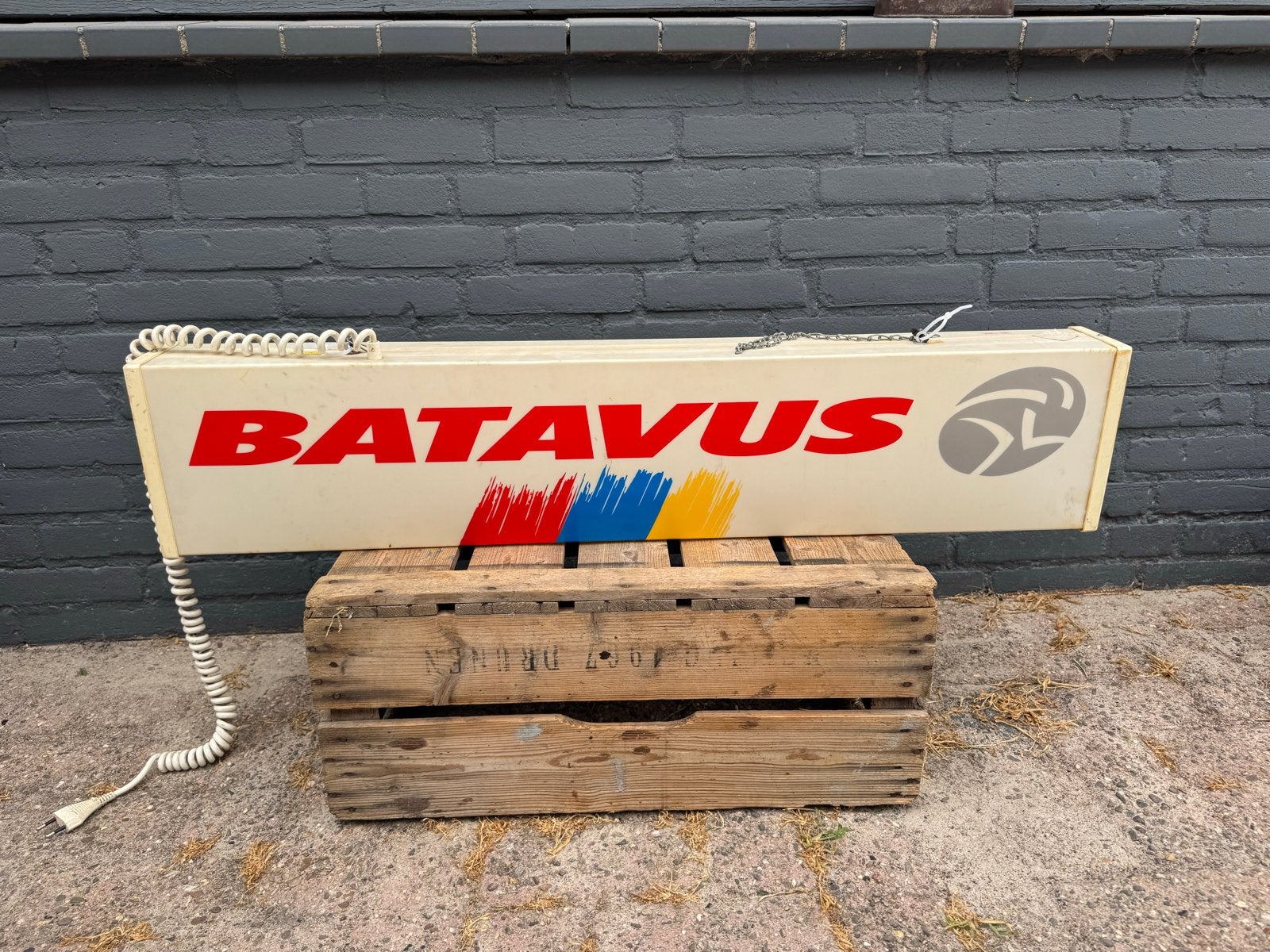 Batavus Lichtbak Reclamebord - Vintage Fietsreclame, Ophalen, Gebruikt, ., Lichtbak of (neon) lamp