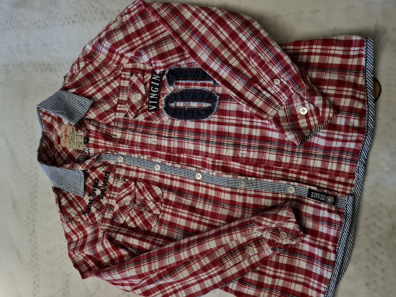 Blouse bloes overhemd feest Vingino mt:10 -140.Super stoer., Overhemd of Blouse, Ophalen of Verzenden, Zo goed als nieuw, Vingino