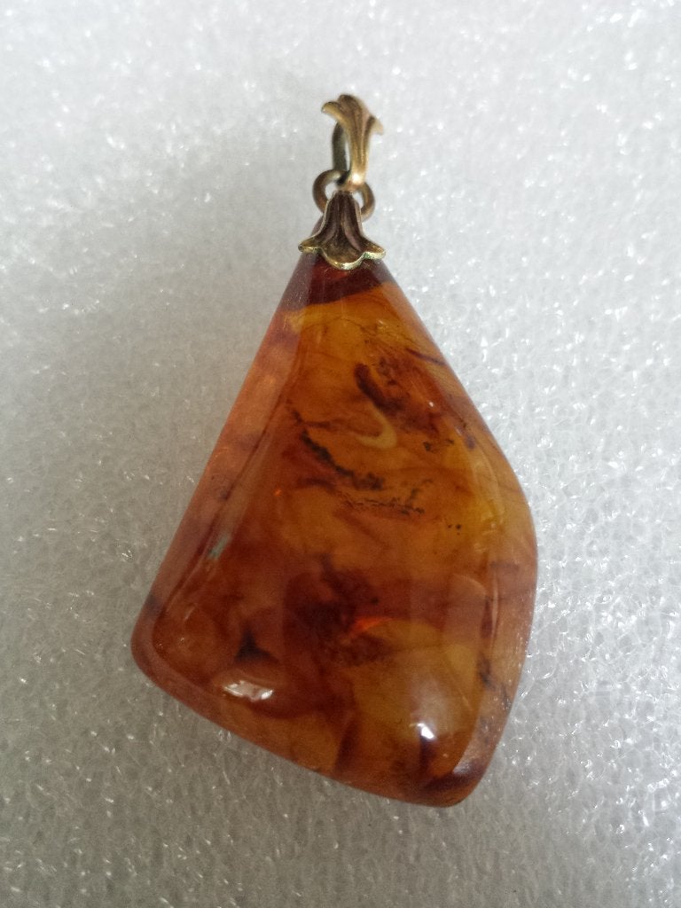 BARNSTEEN Hanger <> Kettinghanger AMBER met Insluitsels, Ophalen of Verzenden, Gebruikt