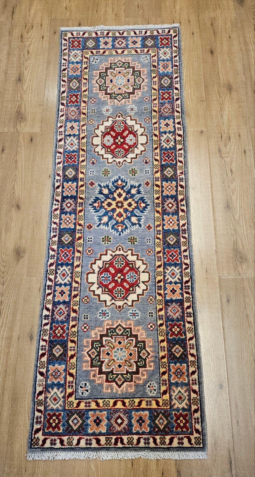Handgeknoopt oosters wollen tapijt loper kazak 191x62, Info@SlatsAntiek.nl, Perzisch, Vof Slats Antiek, 150 tot 200 cm